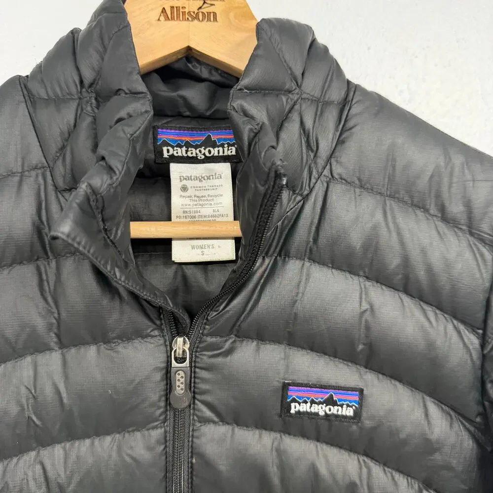 Patagonia Women's Down Sweater Puffer Jacket Black Coat SZ SMALL Winter EUC - Picture 5 of 9